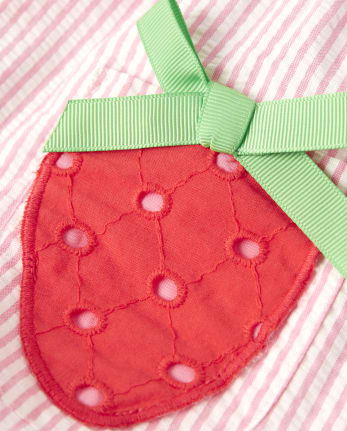 Mameluco halter de seersucker con apliques para niñas - Strawberry Patch