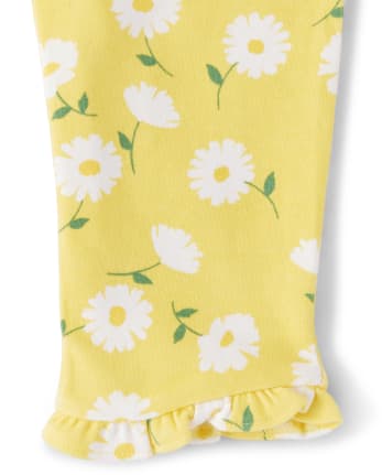 Girls Floral Ruffle Capri Leggings - Sunny Daisies