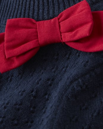 Girls Pointelle Bow Cardigan - American Cutie