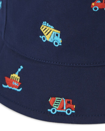 Sombrero de cubo de transporte bordado para niños - Aventura de viaje