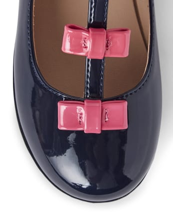 Girls Bow T-Strap Ballet Flats - Preppy Puppy