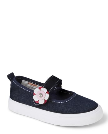 Girls Flower Denim Shoes - Preppy Puppy