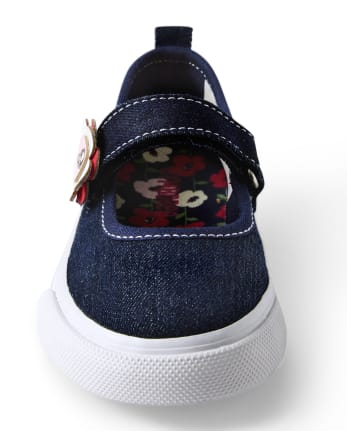 Girls Flower Denim Shoes - Preppy Puppy