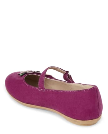 Girls Applique Flowers Ballet Flats - Berry Cute