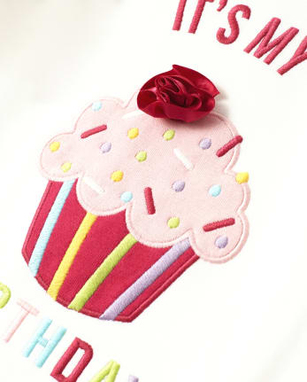 Girls Embroidered Cupcake 2 In 1 Top - Birthday Boutique