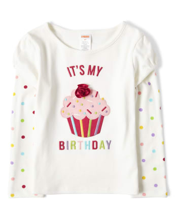 Girls Embroidered Cupcake 2 In 1 Top - Birthday Boutique