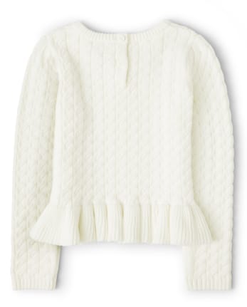 Girls Cable Knit Peplum Sweater - Pony Club