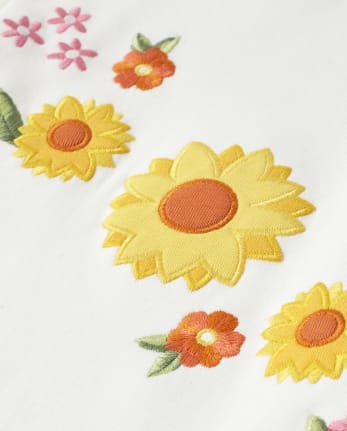 Girls Embroidered Flower Top - Harvest