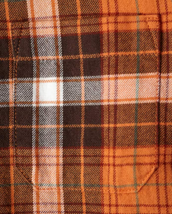 Boys Plaid Button Up Shirt - Harvest