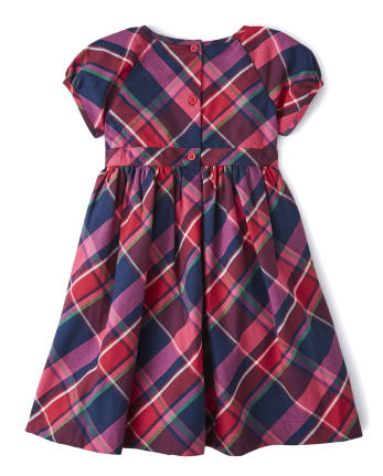 Girls Plaid Dress - Candy Apple