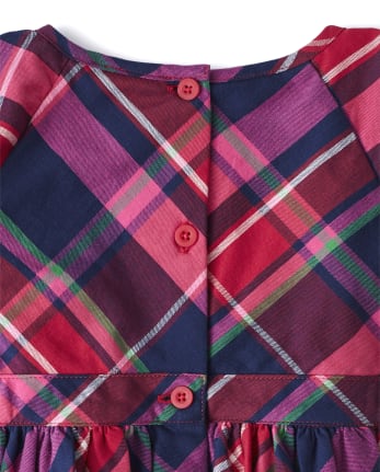 Girls Plaid Dress - Candy Apple
