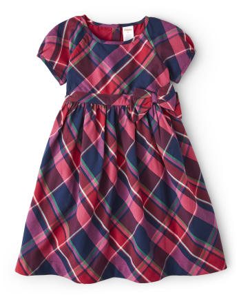 Girls Plaid Dress - Candy Apple