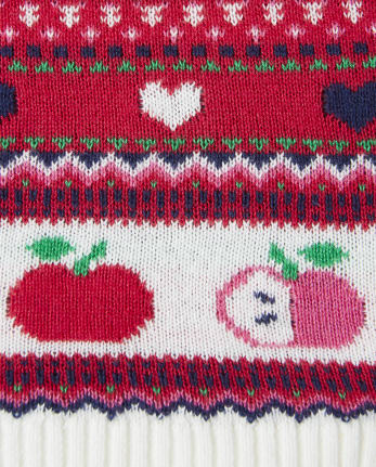 Girls Fairisle Sweater Dress - Candy Apple