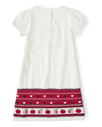 Girls Fairisle Sweater Dress - Candy Apple