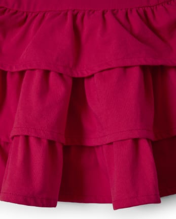 Girls Embroidered Tiered Dress - Candy Apple