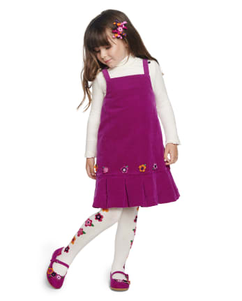 Girls Applique Flowers Jumper - Berry Cute