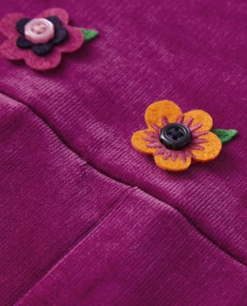 Girls Applique Flowers Jumper - Berry Cute