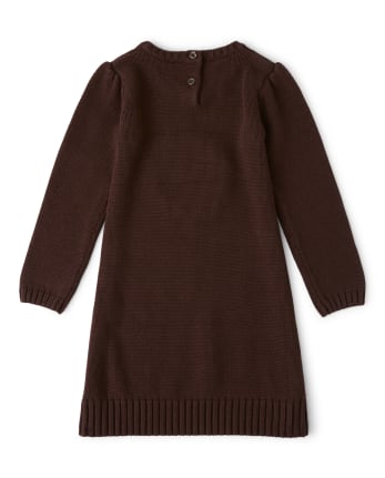 Vestido tipo suéter de girasol con apliques de crochet para niñas - Cosecha