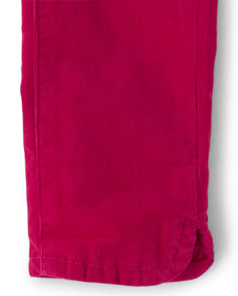 Girls Embroidered Corduroy Pants - Candy Apple