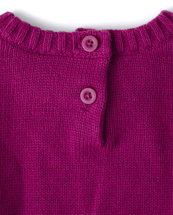 Girls Embroidered Flower Sweater - Berry Cute