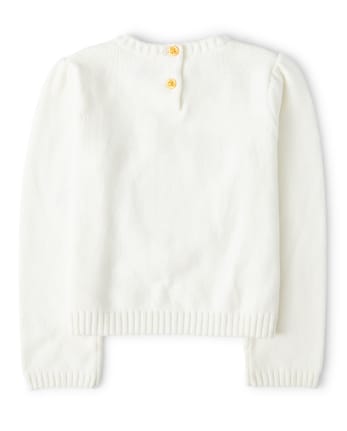 Girls Crochet Applique Sunflower Sweater - Harvest