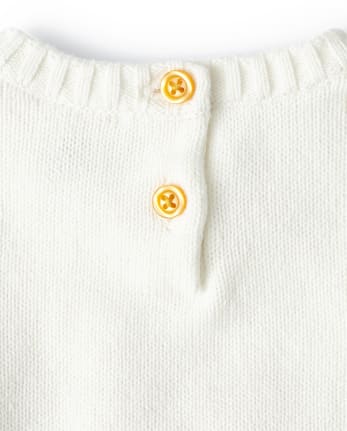 Girls Crochet Applique Sunflower Sweater - Harvest