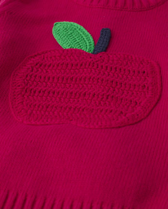 Girls Crochet Sweater - Candy Apple