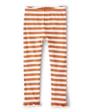 Girls Striped Cropped Ruffle Leggings - Lil' Pumpkin
