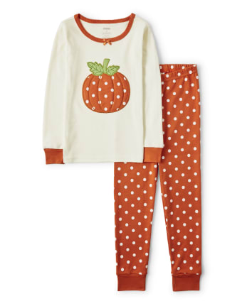Girls Lil' Pumpkin Cotton 2-Piece Pajamas - Gymmies