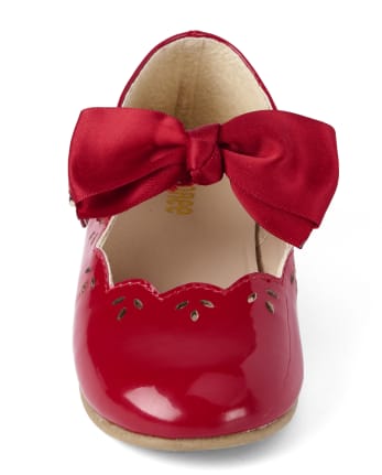 Girls Removable Bow Faux Patent Leather Ballet Flats - Picture Perfect ...