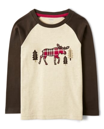 Haut d'orignal brodé à carreaux pour garçons - Moose Mountain