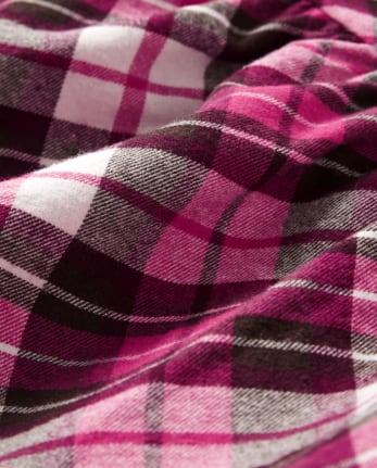 Girls Plaid Peasant Top - Winter Wonderland