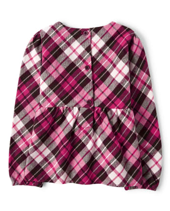 Girls Plaid Peasant Top - Winter Wonderland