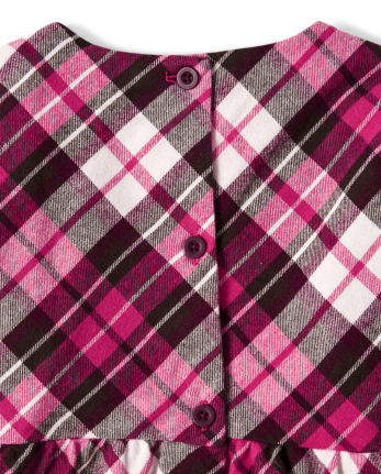 Girls Plaid Peasant Top - Winter Wonderland