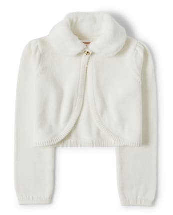 Faux fur cropped cardigan shop