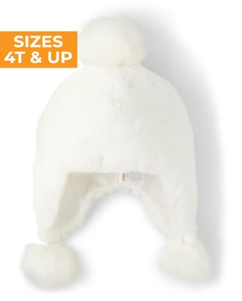 Girls Faux Fur Pom Pom Hat - Snow Princess