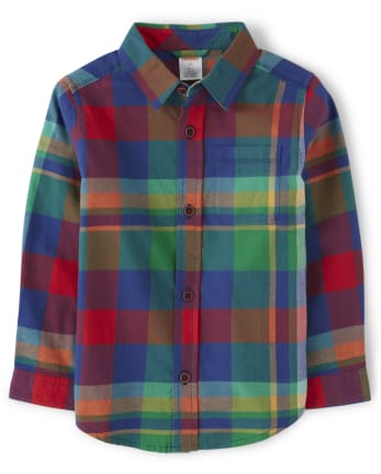 Chemise boutonnée à carreaux pour garçons - Dino Roar