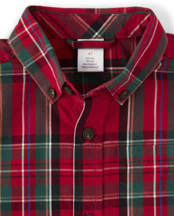 Boys Plaid Button Up Shirt - Picture Perfect
