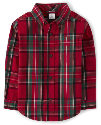 Boys Plaid Button Up Shirt - Picture Perfect