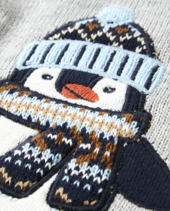Boys Embroidered Penguin Sweater - Aspen Lodge