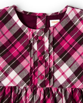 Girls Plaid Peasant Dress - Winter Wonderland