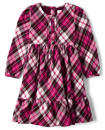Girls Plaid Peasant Dress - Winter Wonderland
