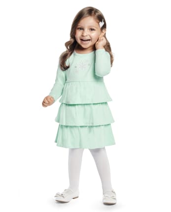 Vestido con capas de copo de nieve bordado para niñas - Princesa de nieve