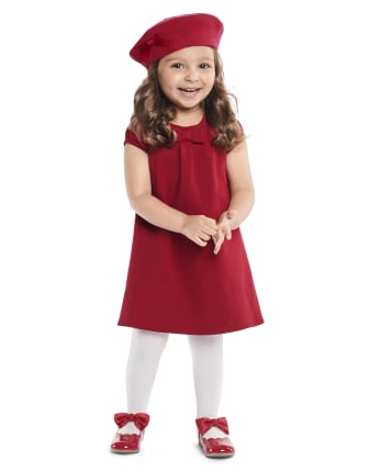 Girls Bow Ponte Dress - Picture Perfect