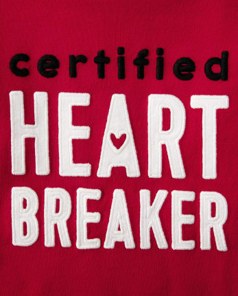 Boys Embroidered Heart Breaker 2 In 1 Top - Valentine Cutie