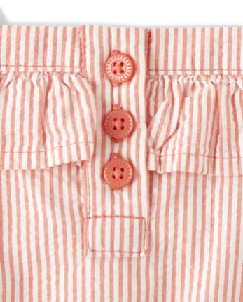 Pelele de seersucker bordado para niñas - Pretty Peach