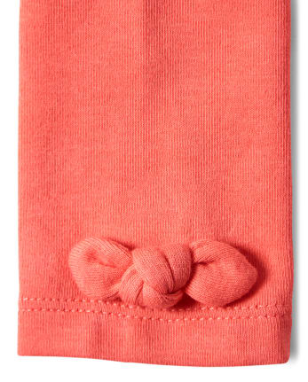 Girls Bow Leggings - Pretty Peach