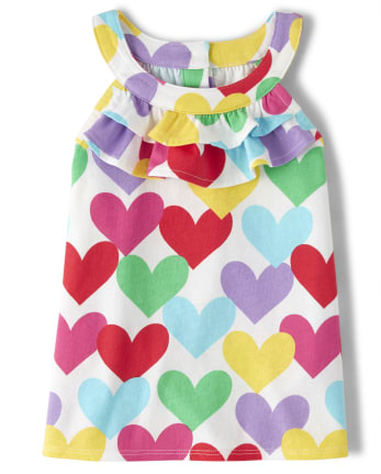Girls Heart Ruffle Top - Sunshine Time