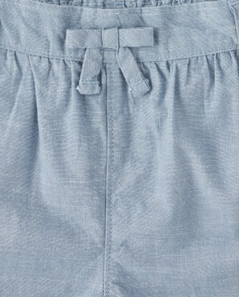 Girls Embroidered Rainbow Chambray Shorts - Sunshine Time