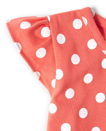 Girls Polka Dot Top - Pretty Peach